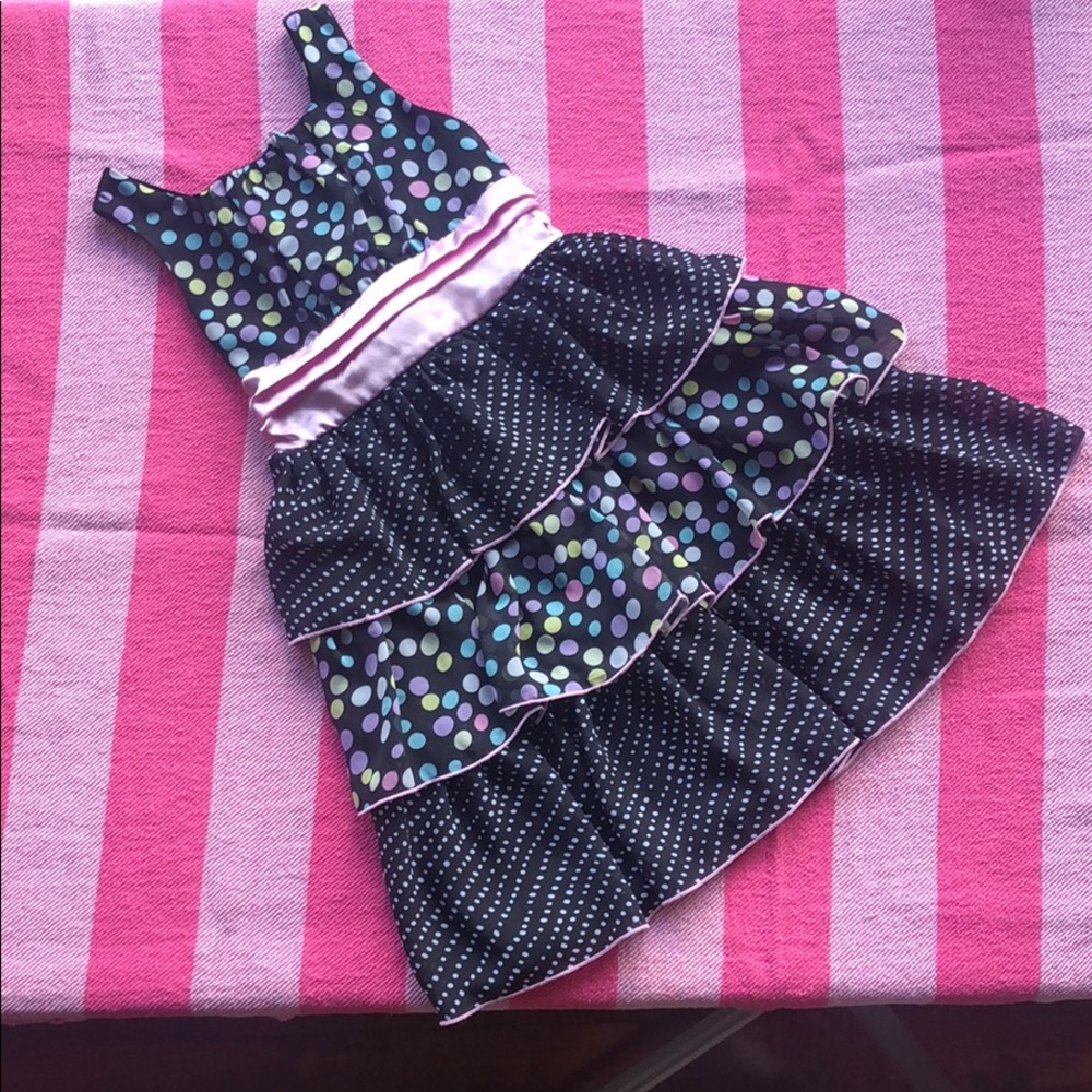 Dressy black w/polka dots dress -size 7